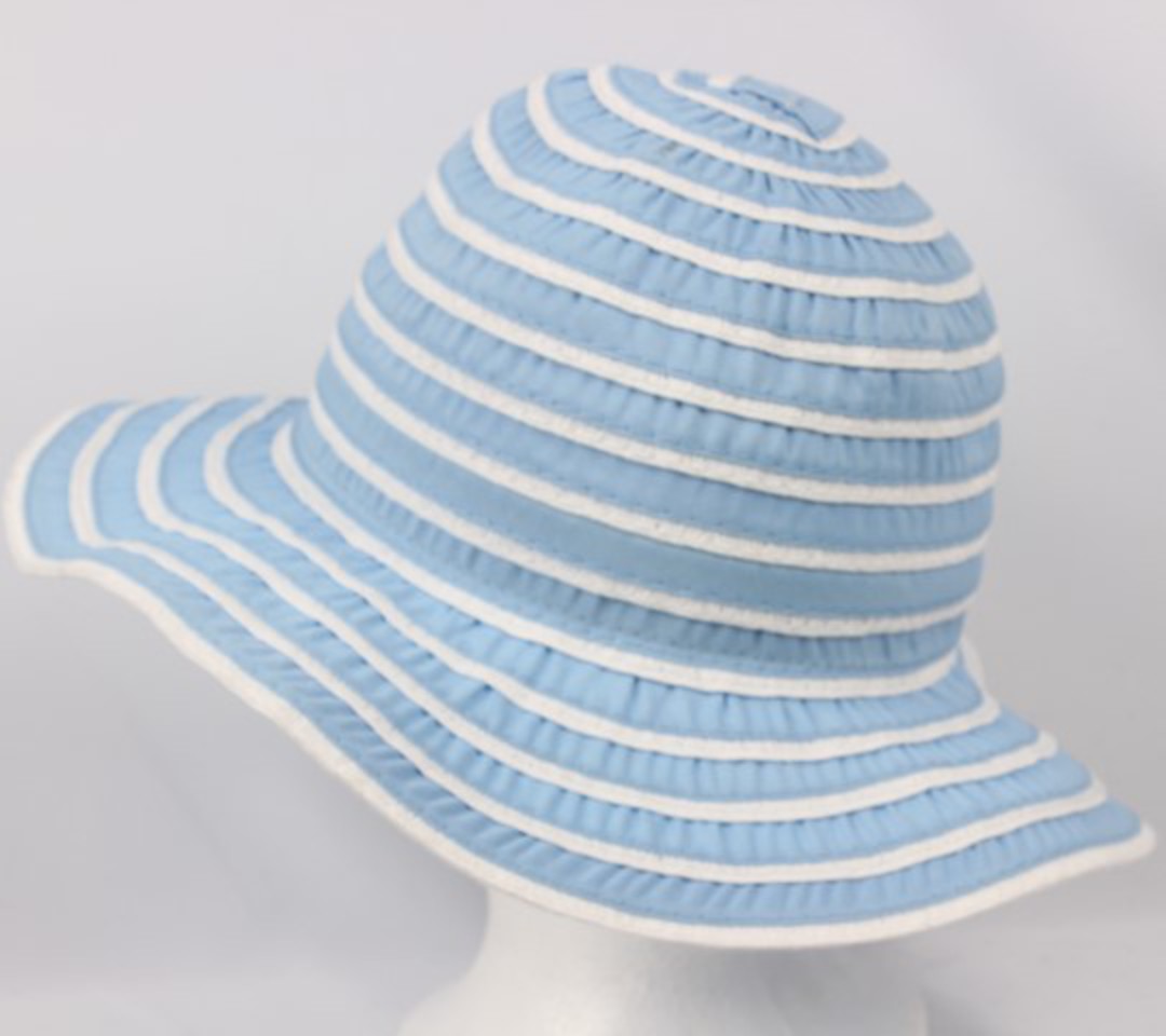  Striped braid hat w small brim blue/wht Style HS/1384 image 0
